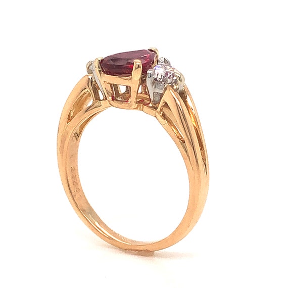 Pear Cut Ruby Engagement Ring in 18k Gold & Plati… - image 7