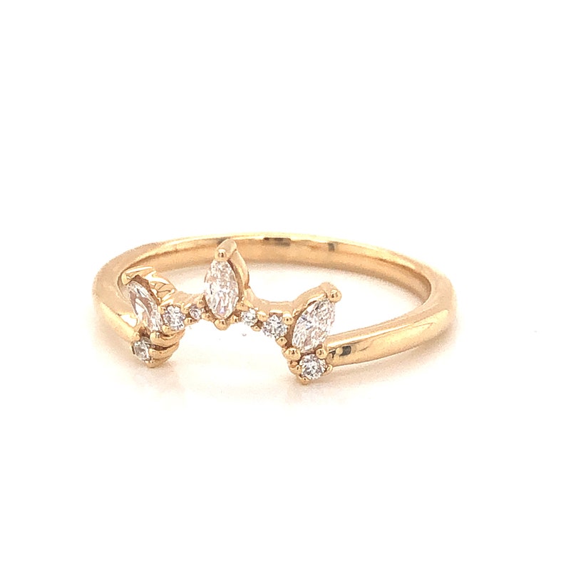 Contoured Marquise & Round Brilliant Diamond Wedding Band in 14k image 3