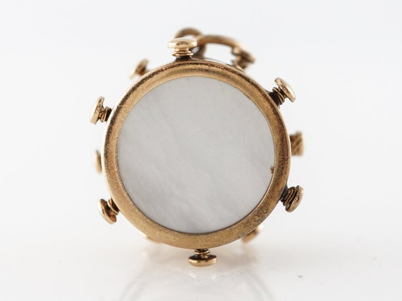 Victorian Drum Charm Mother of Pearl in Yellow Go… - image 5