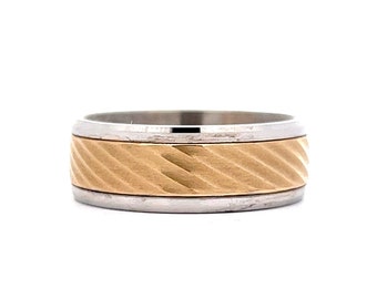 Men's Two-Tone Half Round Wedding Band in 14k