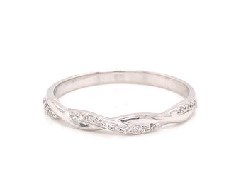 Diamond Twist Wedding Band in oro bianco 14 carati