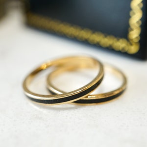 Black Enamel Stacking Band in 14k Yellow Gold