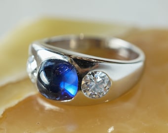 Men’s Art Deco Sapphire & Diamond Ring in Platinum