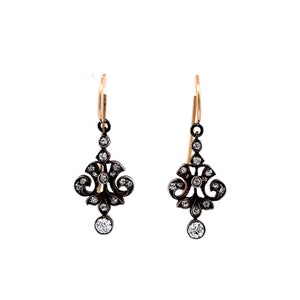 Vintage Victorian Diamond Earrings in 14k Yellow Gold