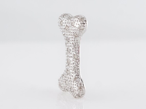 Diamond Dog Bone Pendant Necklace in 14k White Go… - image 7