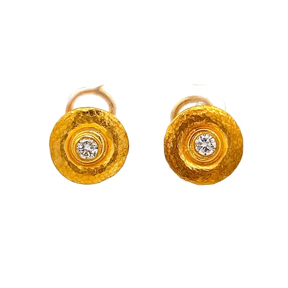 Gurhan and Co Bezel Diamond Stud Earrings in 24k Yellow Gold