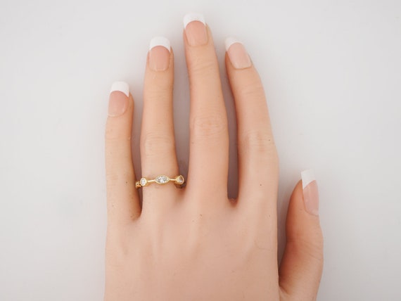 Marquise & Round Brilliant Cut Diamond Ring in Ye… - image 6