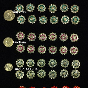 No Shank Buttons, Swarovski Stones Rhodium Plated. Made in USA. Sold by the dozen.