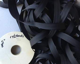 17 1/2 Yards of Vintage Black Grosgrain Ribbon 5/8” Wide. Made in USA.