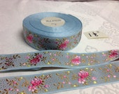 Vintage Jacquard Floral Ribbon Collection. Sold by the yard. Acetate, Made in France, 1 1 8 Wide.