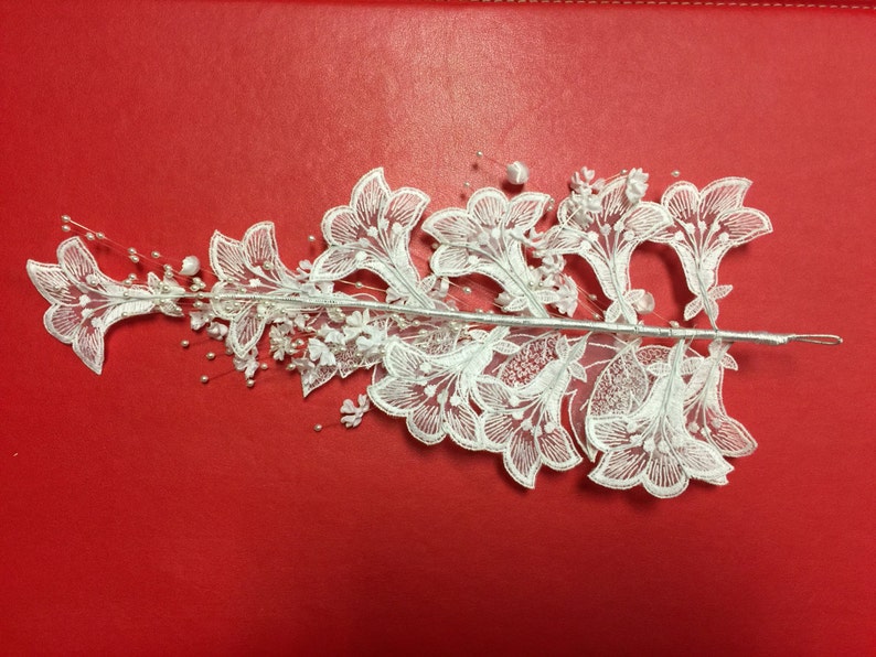 Vintage Flower Blossom Branch Wedding White flowers for Bride,Embellished Hair Flower, Hair comb, Wedding,Bridal flower hair accessories. image 2