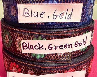 Metallic Floral Jacquard. Sold by the yard. Brocade Ribbon.Trim ,Millinery. Sold by the yard.