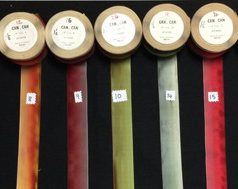 Vintage French Ombre Rayon Ribbon. 1 1/2 Inch Wide. Made in France.,Bow Embellishment, French Ribbons, Rayon Ombre Ribbon,