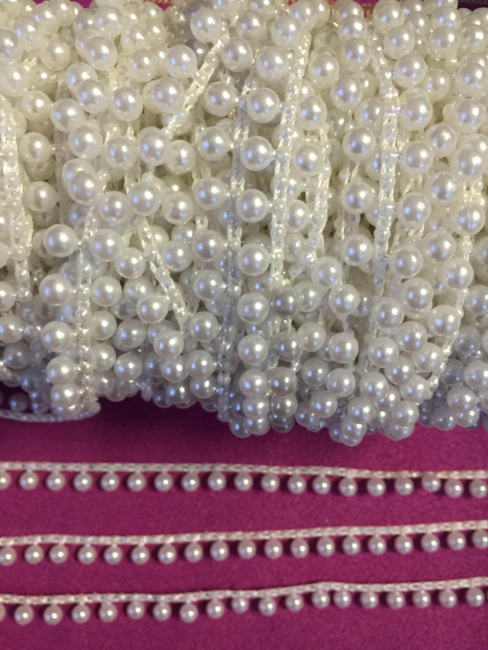 36 Yards of Faux Pearl Beads on Spool, White Pearl Garland. Shiny ...