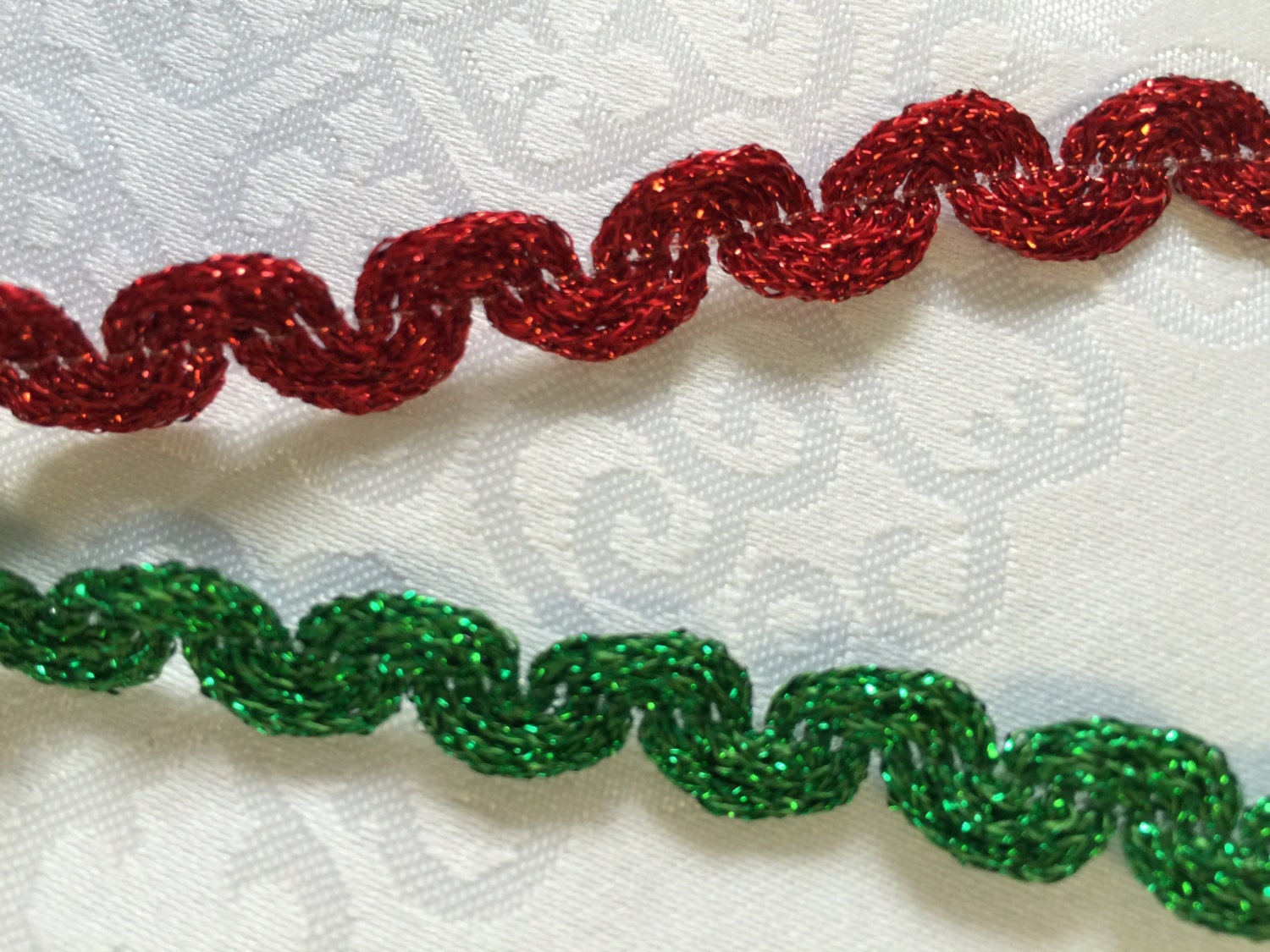 Ric Rac Ribbon Svg Metallic Ric Rac Ribbon, Green Zigzag Ribbon, Red Ric Rac Trim. Made in ...