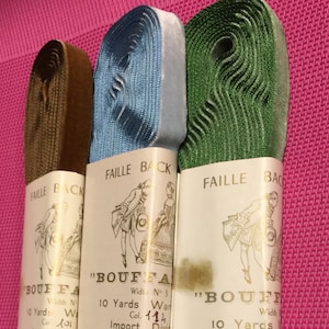 Vintage 5/8” Bouffante” Faille Back Velvet Ribbon. Made In France. Sold by 10 yards. Rayon.