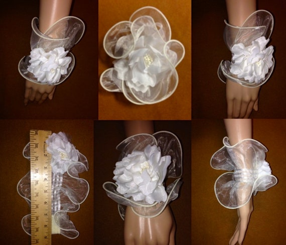 Corsage - Antique Organza Roses Wedding or Prom C… - image 7