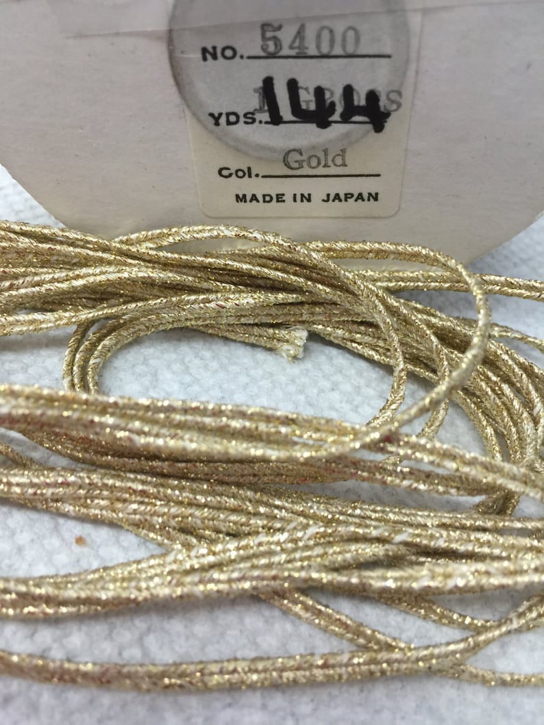 Metallic Cords. Metallic Cords,Japanese Cords,Decoration Cords Made in Japan 144 Yards of Vintage Gold Metallic Cord Sold by the Roll