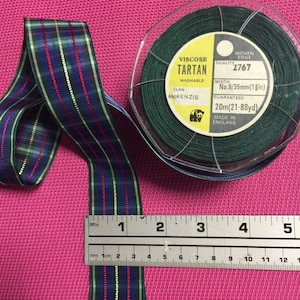 Tartan Plaid Ribbon, 1 3/8” Wide. Sold by the Roll. Made in England