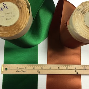 Vintage Green Nylon Ribbon. Sold by the yard. Green Nylon,Taffeta Ribbon,Copper Ribbon, Green Wide Ribbon
