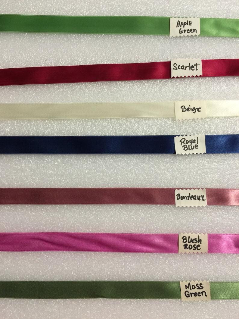 Vintage Ribbons.10 Yards of Double Faced Satin Ribbons, 7/8” Wide, Made in Taiwan. image 3
