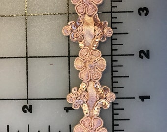 4 Yards of Pink Flower Beaded sequins Trims.  Narrow Trims, Trims, Beaded Trims, Doll Trims, Costumes, Home Decor, DIY Trims