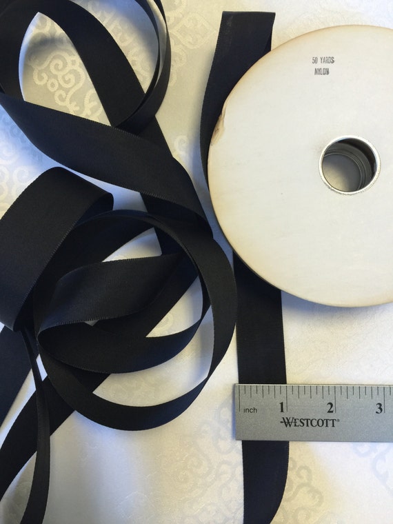 Vintage Black Grosgrain Ribbon. 1” Wide, Sold by 10 yards cut, Nylon Ribbon, Black Ribbon.