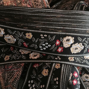 French Vintage Floral Ribbon with Beautiful Pattern. Sold by the Yard. Metallic floral.