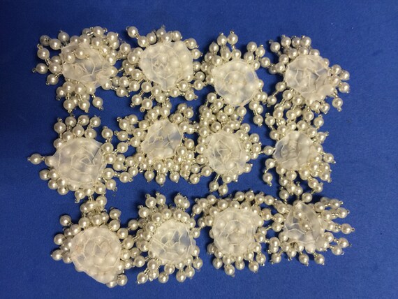 12 Pearls Patch,Vintage White Patch. Handmade Qua… - image 3
