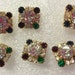 6 Vintage Buttons Beautiful Square Rhinestone, Multi Colour Buttons ...