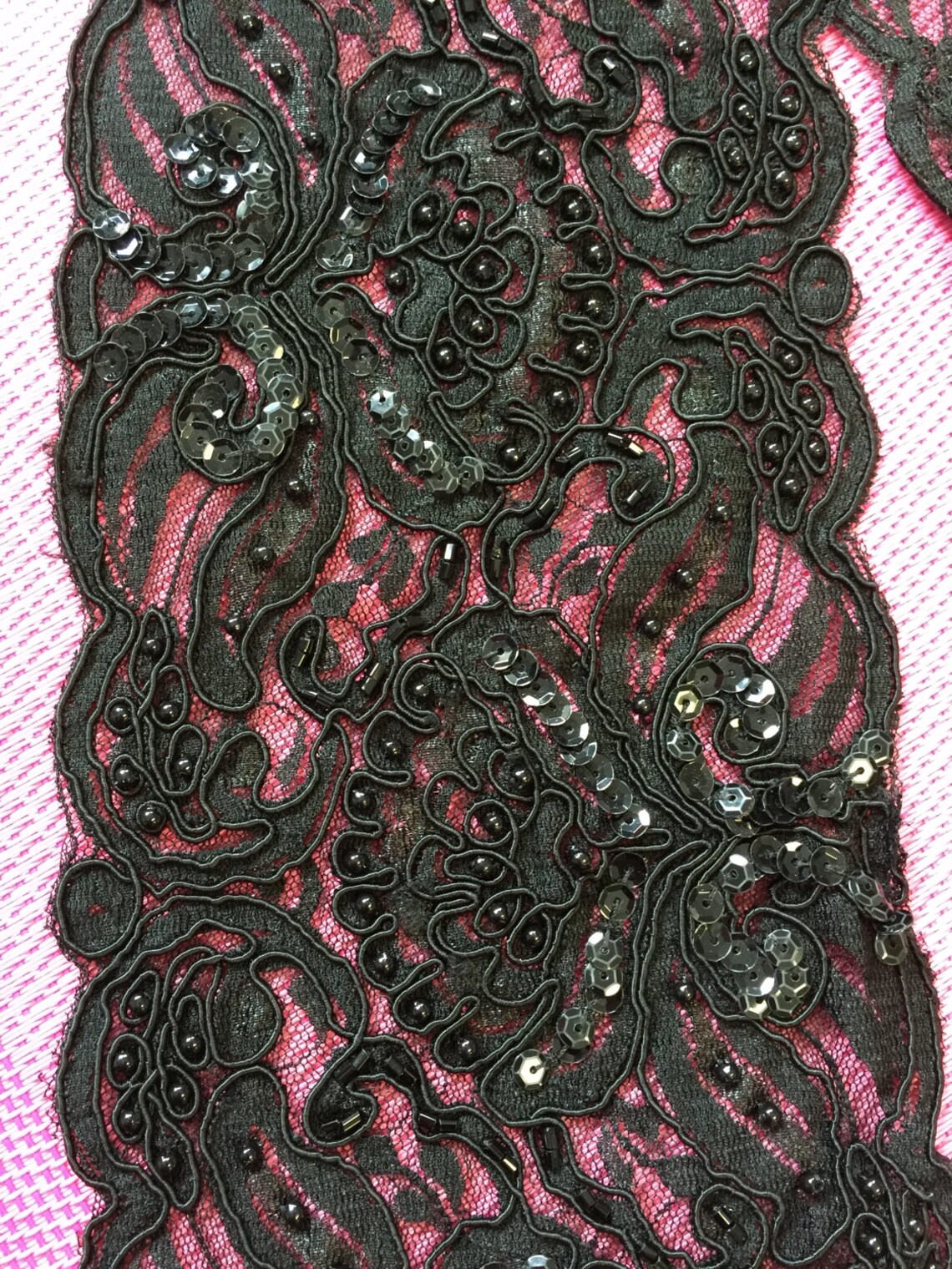 Black Sequin Embroidery Lace Eb3029