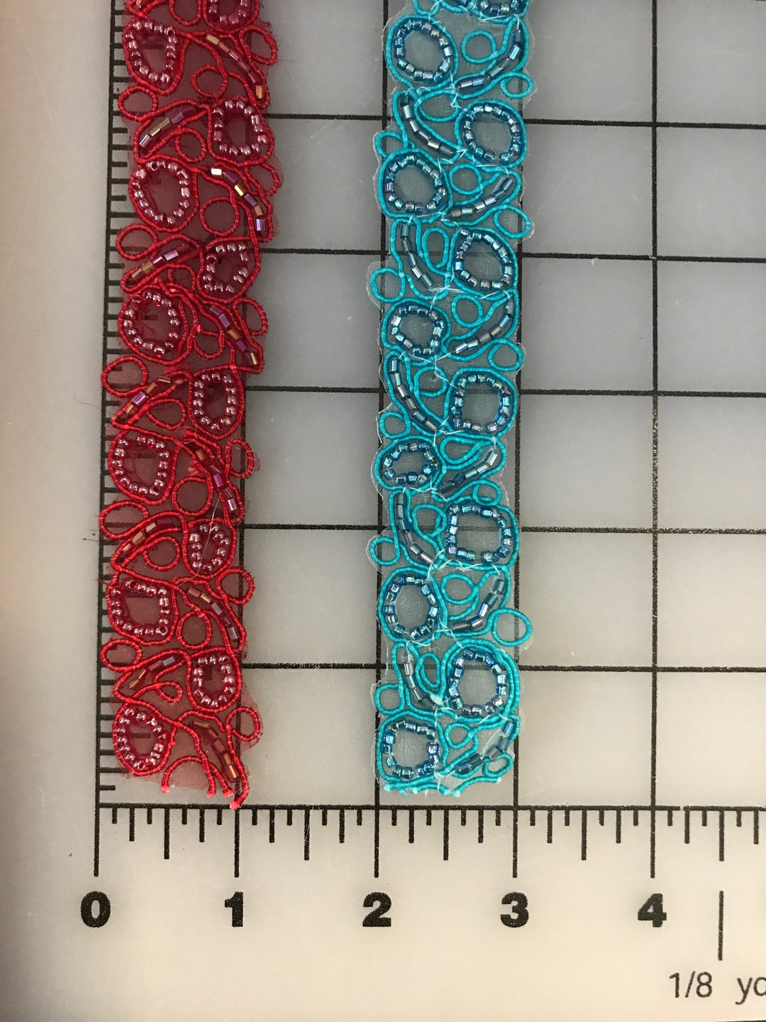 Turquoise or Red Beaded Trim. Beaded Trims.beaded Trims Doll Etsy