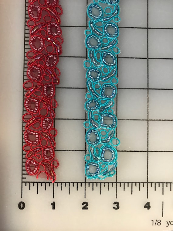 Turquoise or Red Beaded Trim. Beaded Trims.beaded Trims  display picture 1