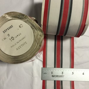 Cinta de rayas vintage. Fabricada en Francia. Se vende en rollos de 10 yardas. Cinta de acetato, cintas de rayas, cinta francesa.