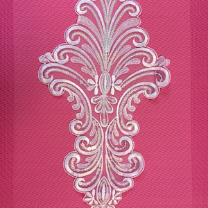 Vintage Sequin Neckline Appliqué, Bridal Appliqué. Listing for 1 piece