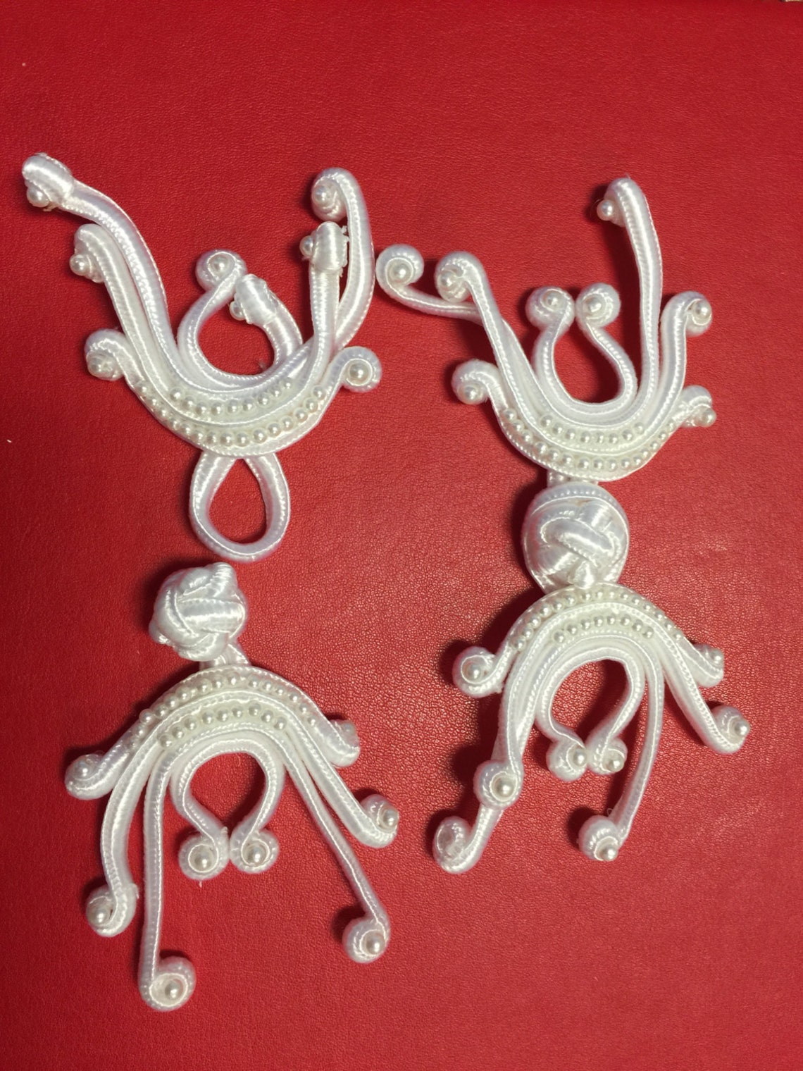 2 Pairs of White Pearl Frog Closure. Sewingfrog closure Etsy