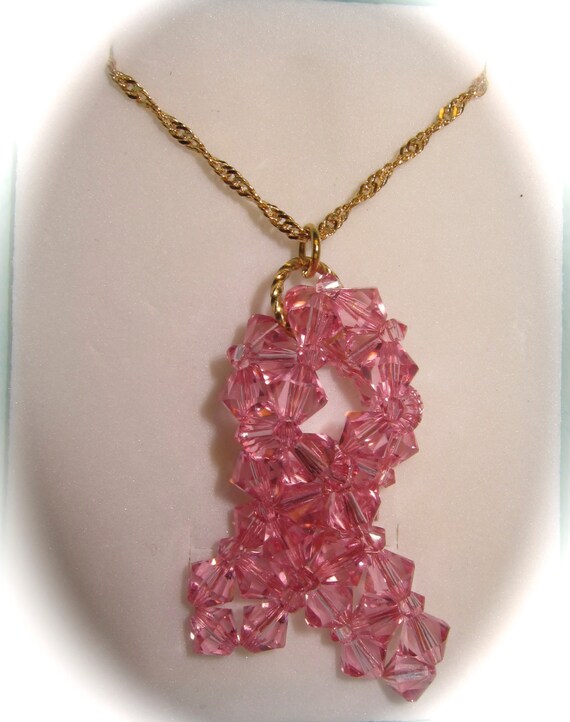 Crystal Breast Cancer Awareness Necklace. - Etsy
