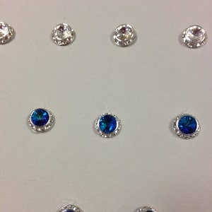12 Czech Rhinestone Buttons. Made in Czech Republic. BLUE OR CRYSTAL image 4