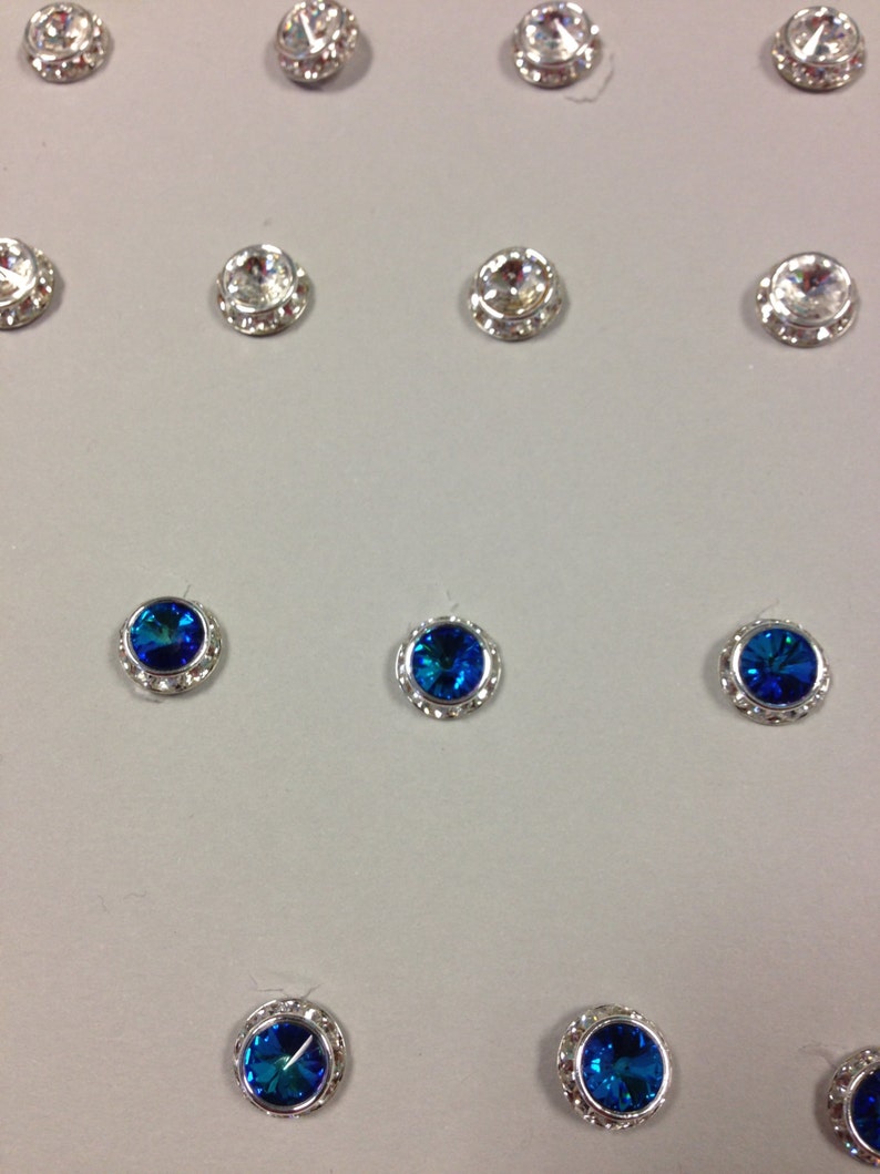 12 Czech Rhinestone Buttons. Made in Czech Republic. BLUE OR CRYSTAL image 4