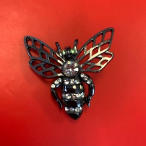 Rhinestone Bee Brooch. Please look at all the photos for size.