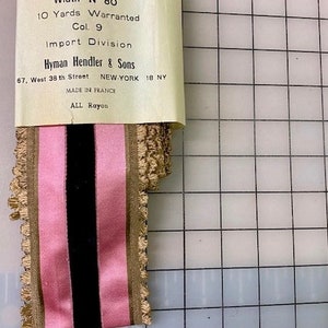 Vintage French Ribbon Collection. Scalloped Fan Edge Ribbon.3 inches wide.  Sold by the Yard. Stripe Ribbon.