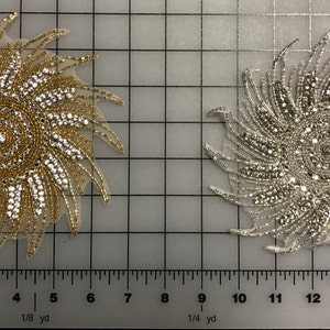 Crystal Rhinestone Applique Beaded Bridal Appliques. Silver Star Appliqué. Silver Or Gold  Appliqués