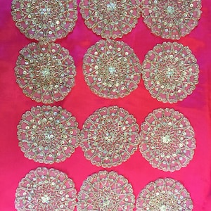 12 Round Antique Silver Beaded Rhinestone Appliqués. Round Appliqués, Silver Appliqués, Beaded Appliqués,DIY Projects,Bridal Decor.