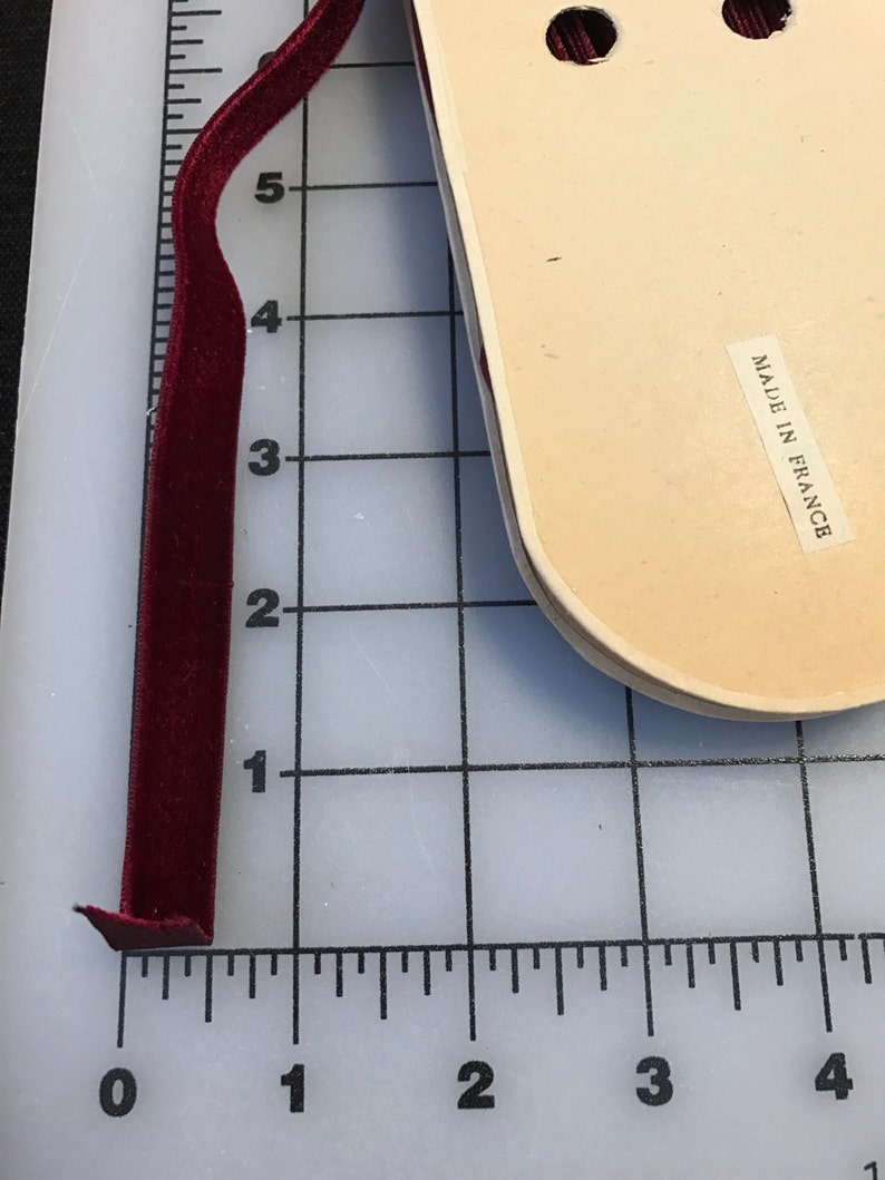Made in France 10 yards of Velvet Vintage Ribbons Beautiful Garnet colour.