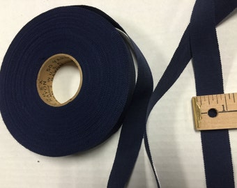 50 Yards of Vintage Gros Grain Ribbon, Made in USA Cotton/Rayon. Navy Blue Ribbons, Navy Blue Gros Grain.