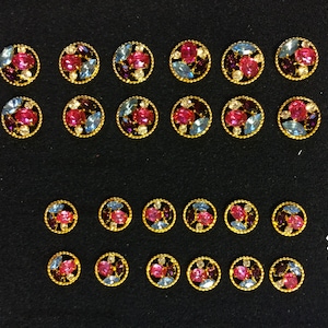 Vintage Czech Prong Set Rhinestone Buttons. Made in  Czechoslovakia.