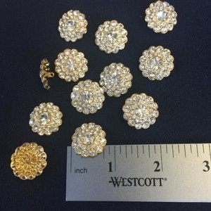 20mm Gold Diamante Button, Rhinestone Buttons, Fancy Buttons, Crystal  Buttons, Shank Buttons, Sewing Buttons, Bridal Buttons. 