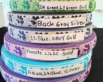 Vintage French Silver Metallic Floral Brocade Ribbon. Sold by the yard.