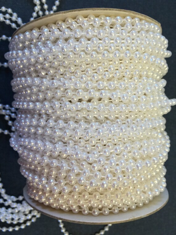 Beads Pearl Strings White Pearls, Ivory Pearls Stings for Bridal Bouquet  Accessories Wedding DIY Crafts Material 10 Meters Long, 4mm Width