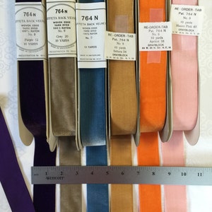 Vintage Velvet Ribbons. Made in Switzerland. Narrow Ribbons, Gift Wrap Ribbons, Holiday Ribbons.Sold  by 10 yard.